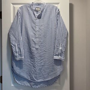 Tuckernuck Blue Stripe Seersucker Bodie Shirt Dress Coverup